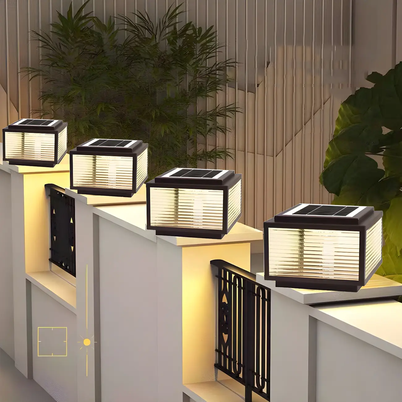 Modern Dimmable Square Metal Solar LED Post Light Image - 1 | homeyfad