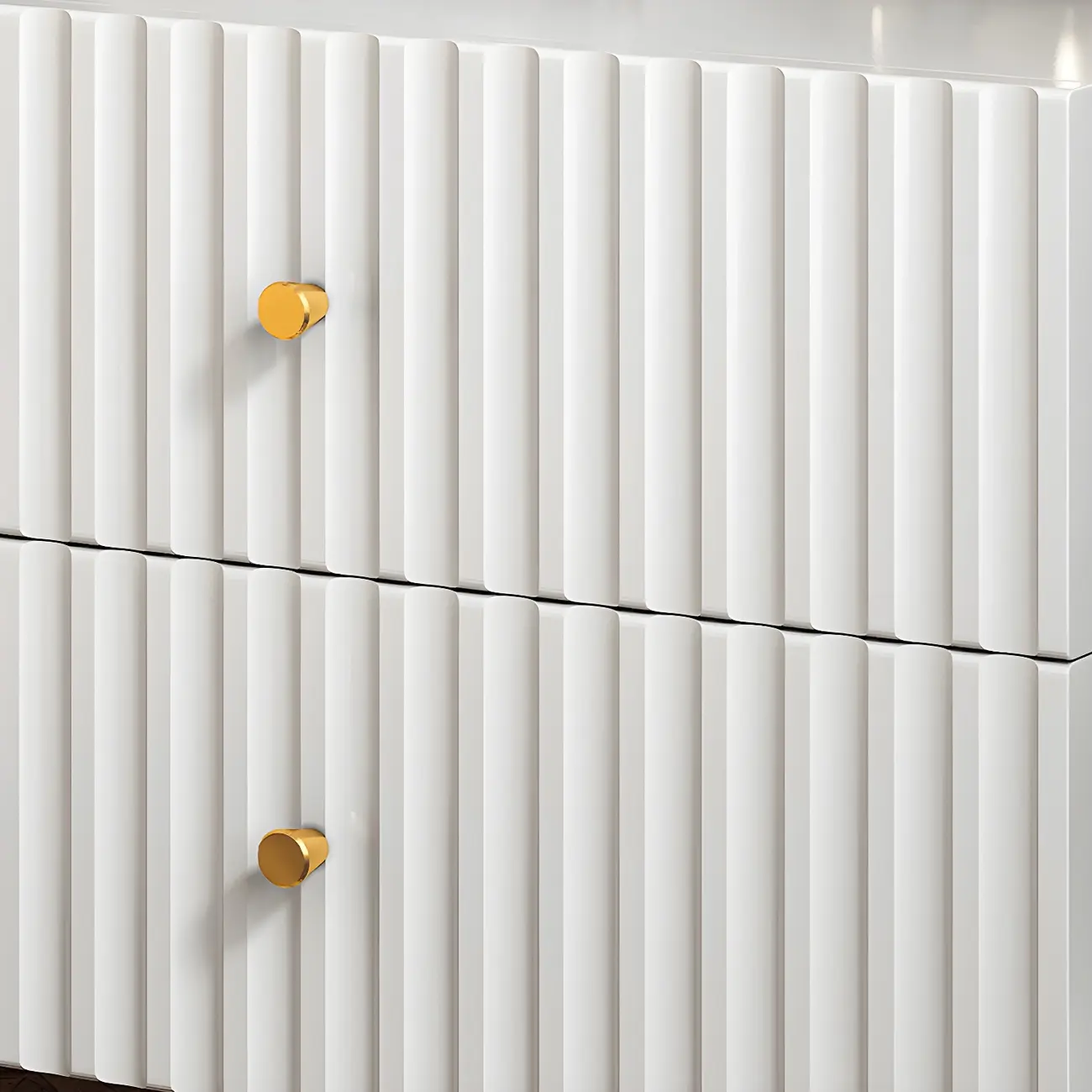 Modern Wooden Stripe Gold Accents Stylish Nightstand Image - 4 | homeyfad