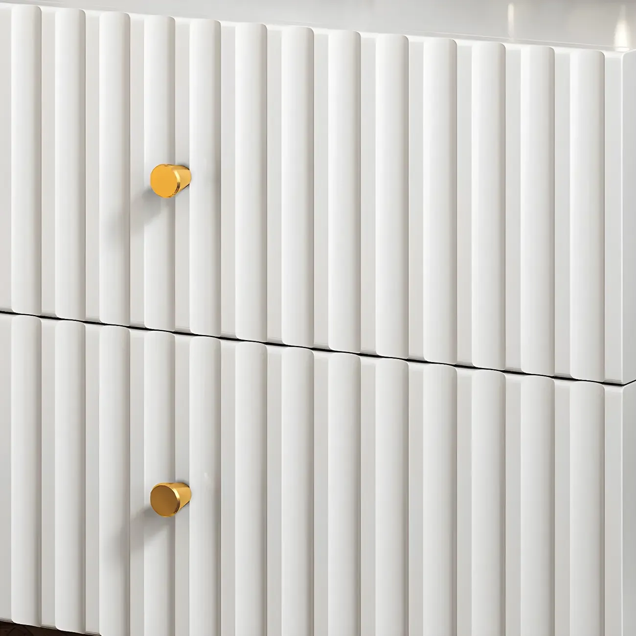 Modern Wooden Stripe Gold Accents Stylish Nightstand Image - 4