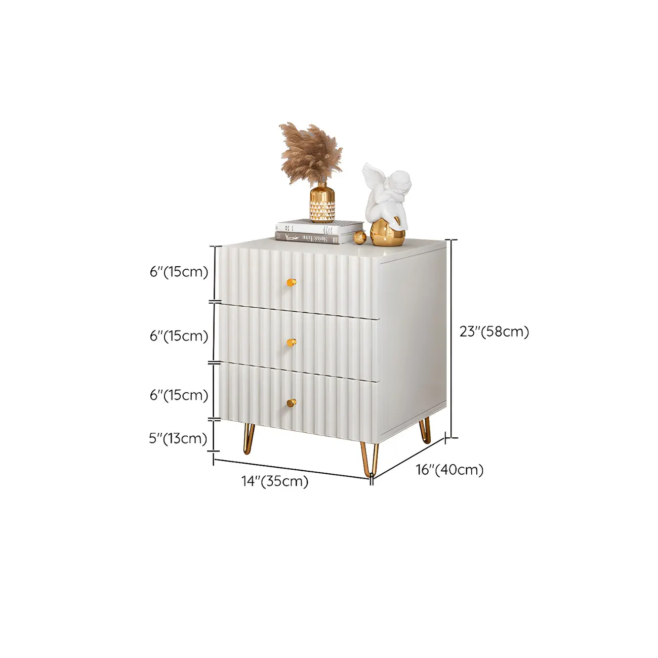 Modern Wooden Stripe Gold Accents Stylish Nightstand Image - 14 | homeyfad