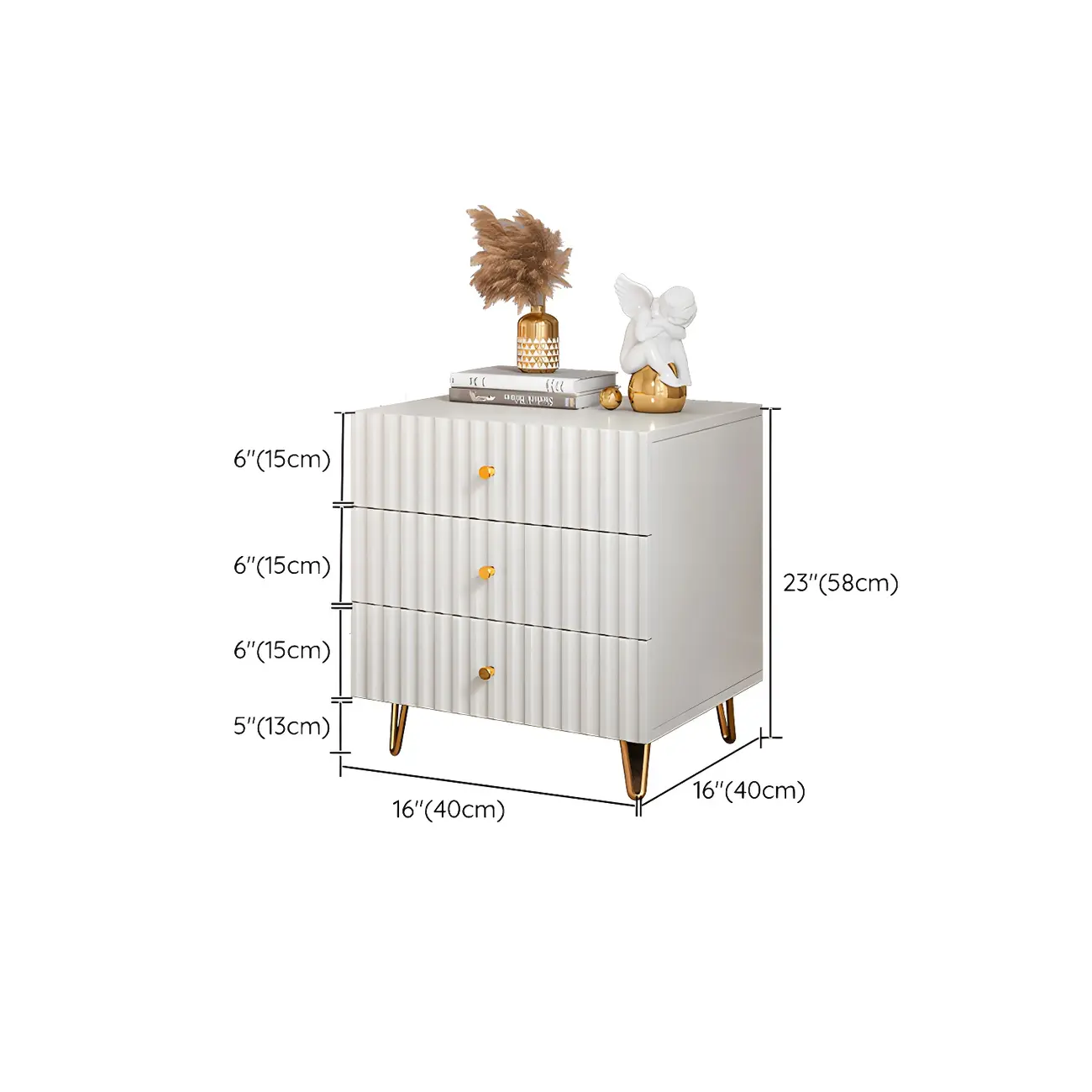 Modern Wooden Stripe Gold Accents Stylish Nightstand Image - 15 | homeyfad