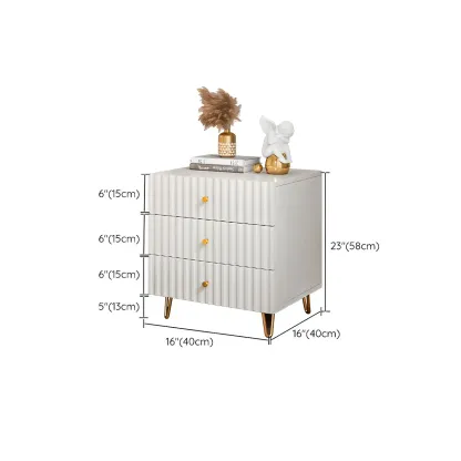 Modern Wooden Stripe Gold Accents Stylish Nightstand Image - 15