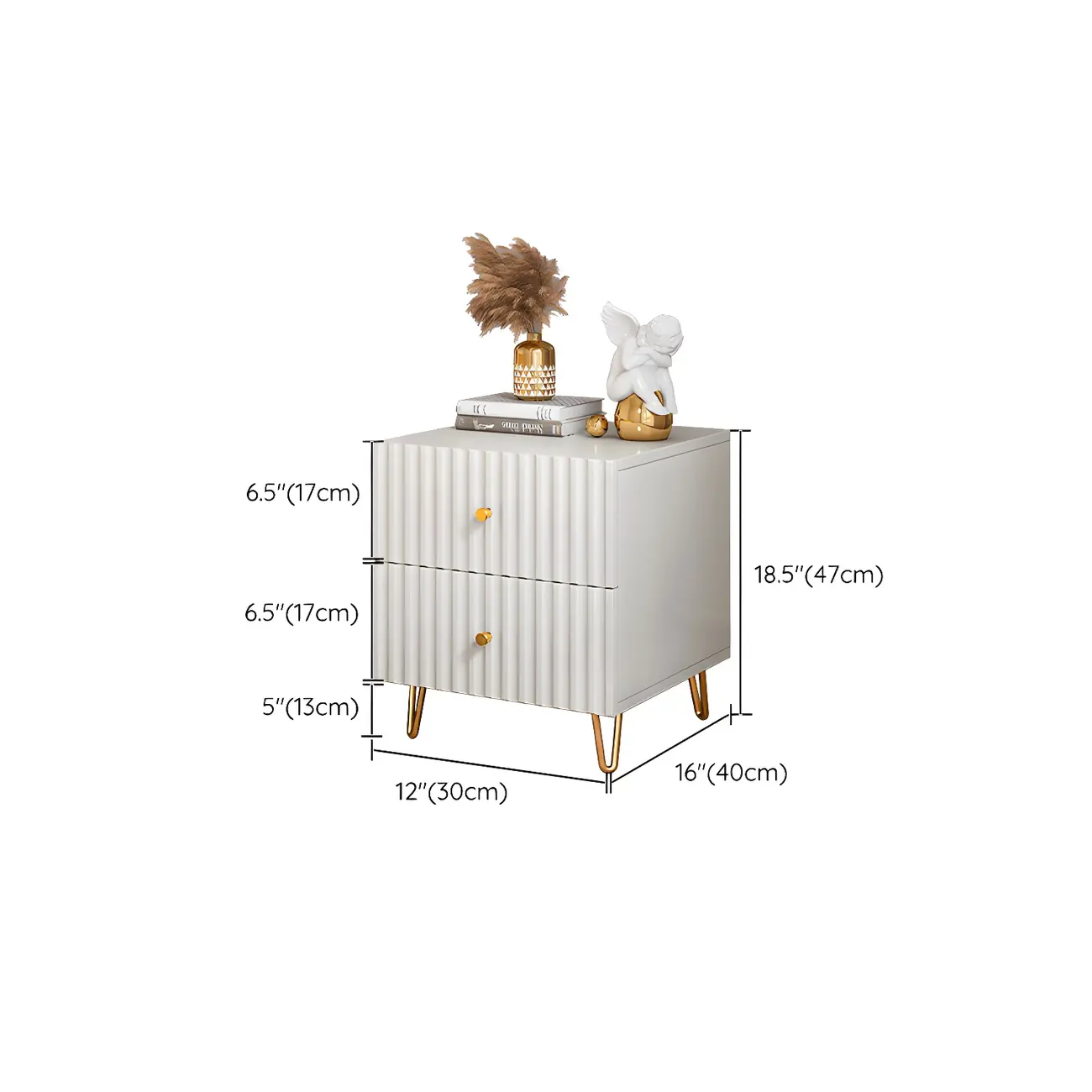 Modern Wooden Stripe Gold Accents Stylish Nightstand Image - 17 | homeyfad