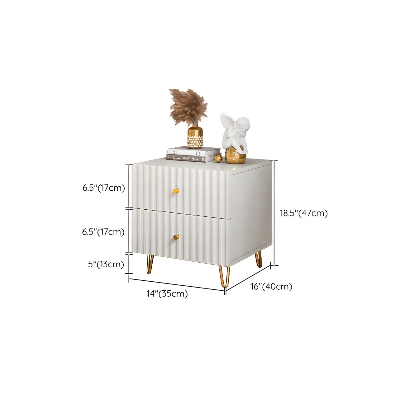 Modern Wooden Stripe Gold Accents Stylish Nightstand Image - 18 | homeyfad