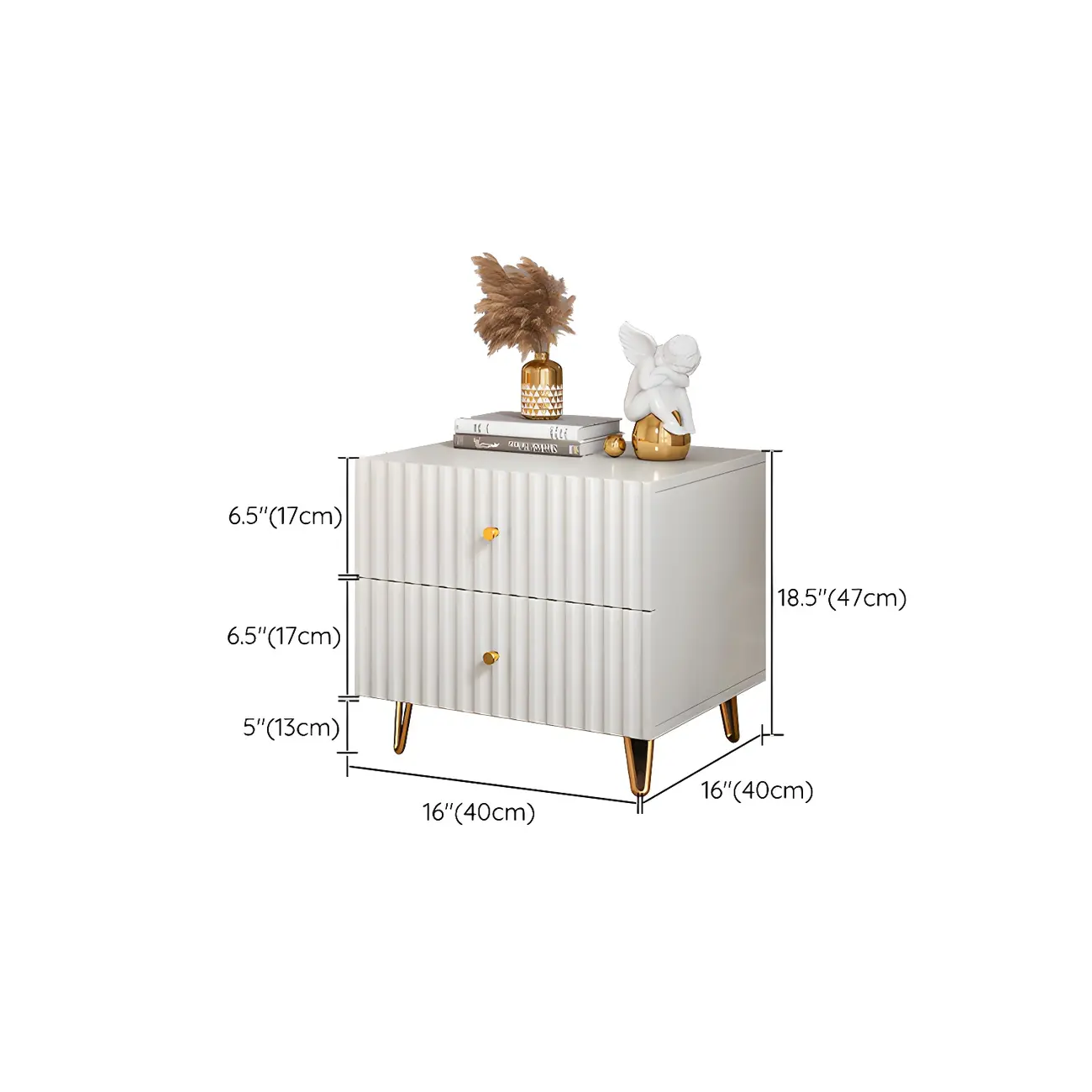 Modern Wooden Stripe Gold Accents Stylish Nightstand Image - 19 | homeyfad