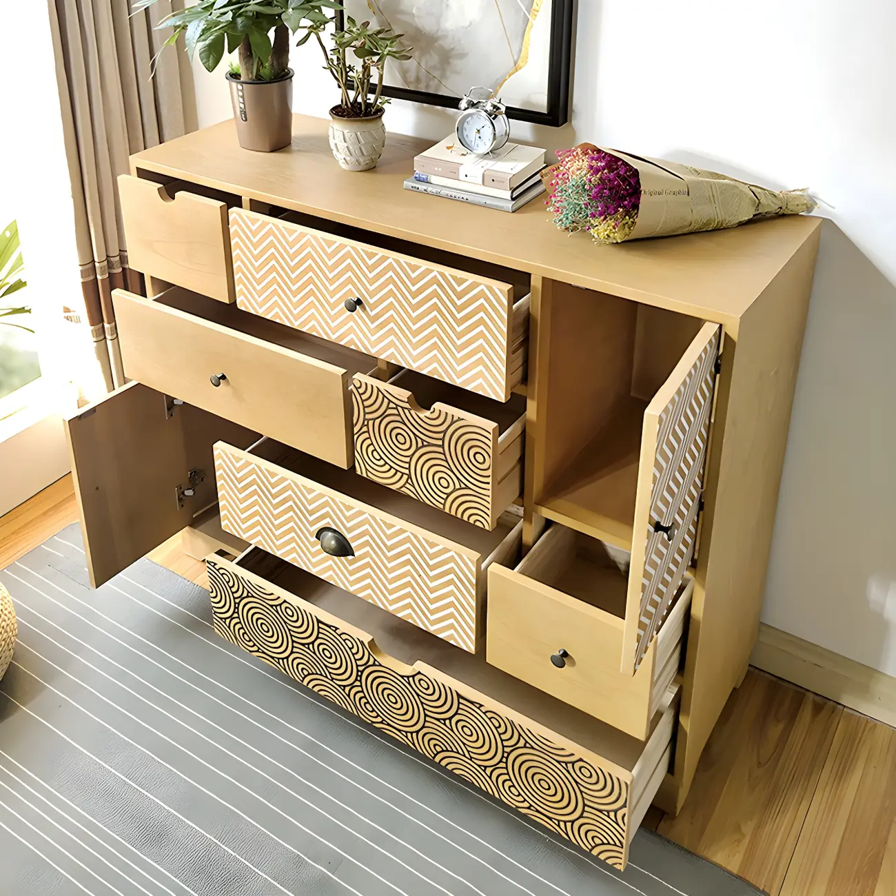 Glam Wooden Dresser Chest in Yellow for Elegant Storage Image - 3 | homeyfad