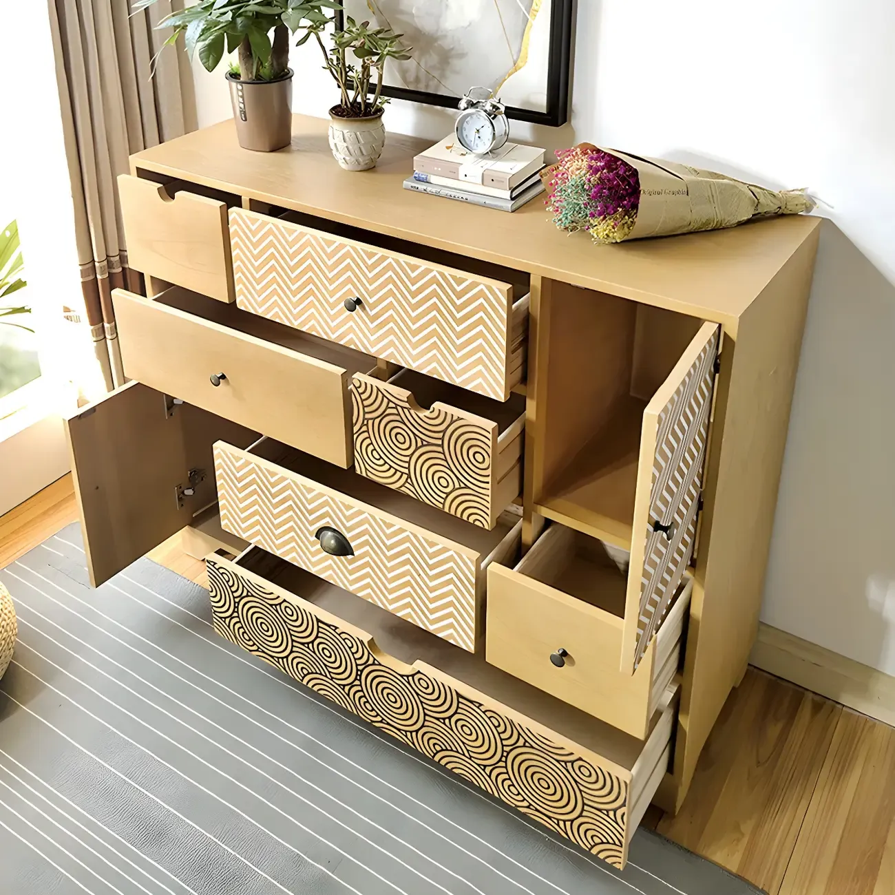 Glam Wooden Dresser Chest in Yellow for Elegant Storage Image - 1