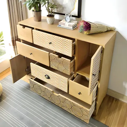 Glam Wooden Dresser Chest in Yellow for Elegant Storage Image - 1