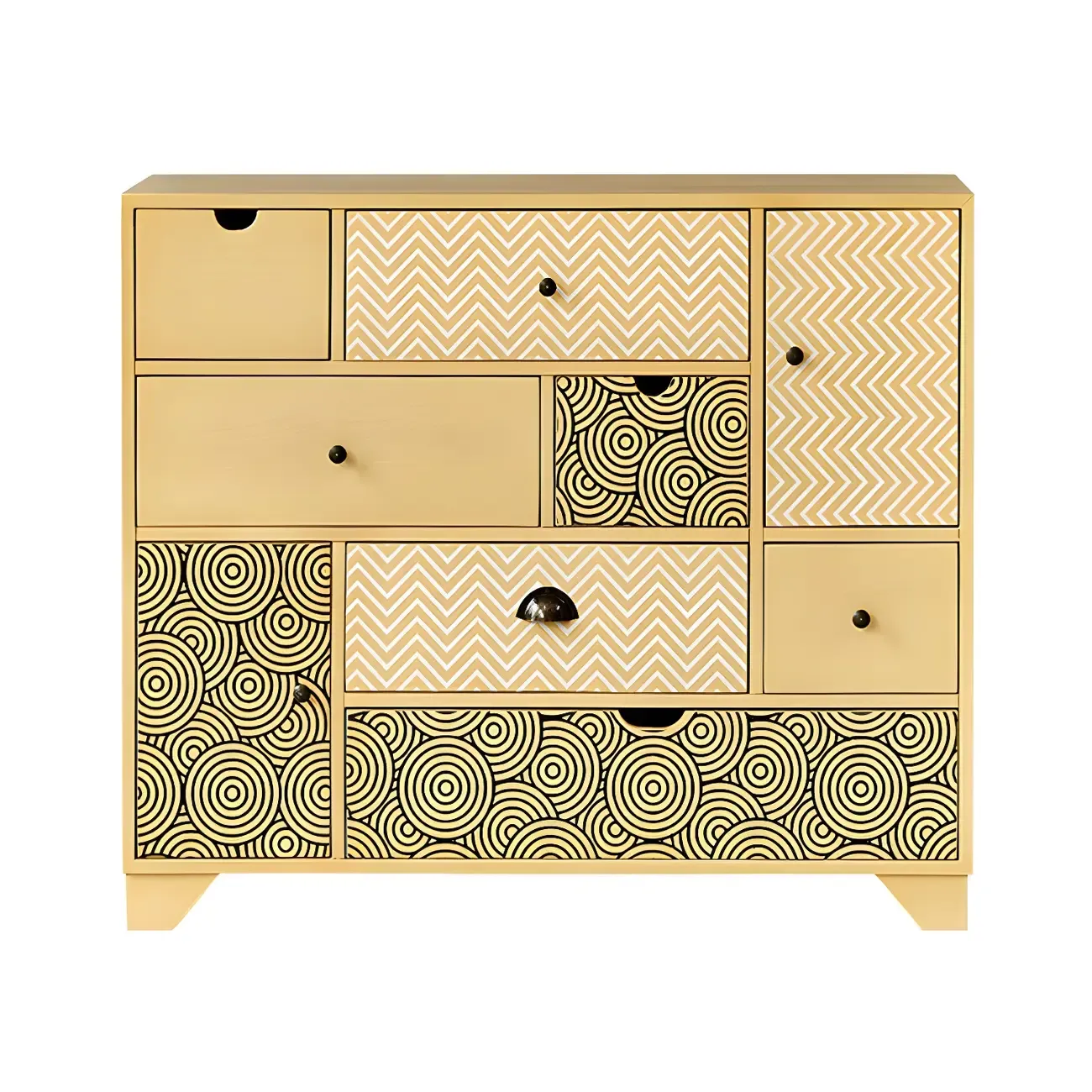 Glam Wooden Dresser Chest in Yellow for Elegant Storage Image - 2