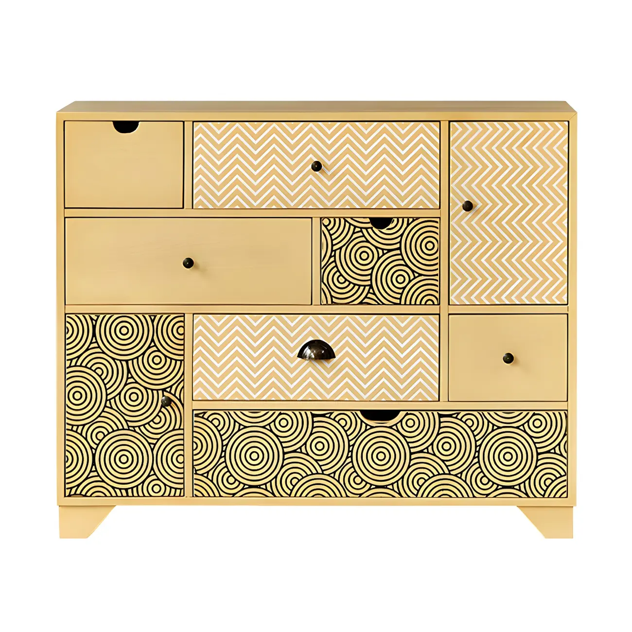 Glam Wooden Dresser Chest in Yellow for Elegant Storage Image - 3 | homeyfad