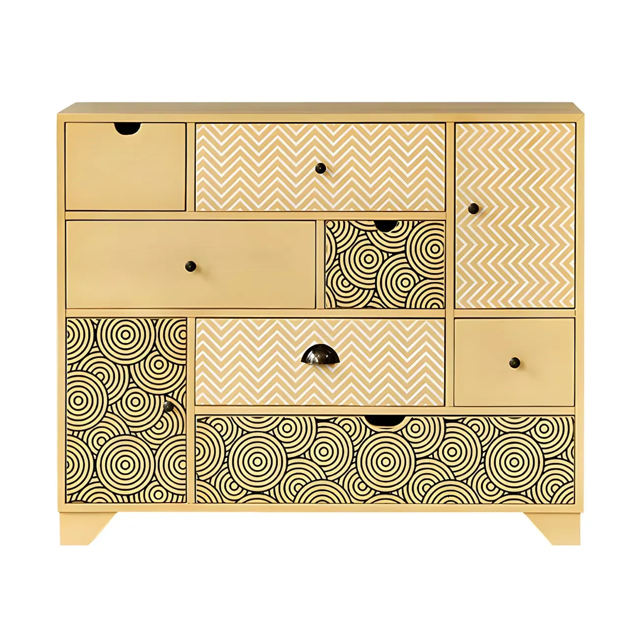 Glam Wooden Dresser Chest in Yellow for Elegant Storage Image - 3
