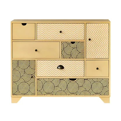 Glam Wooden Dresser Chest in Yellow for Elegant Storage Image - 3
