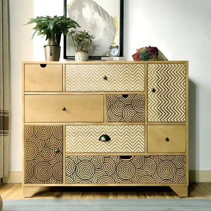 Glam Wooden Dresser Chest in Yellow for Elegant Storage Image - 4