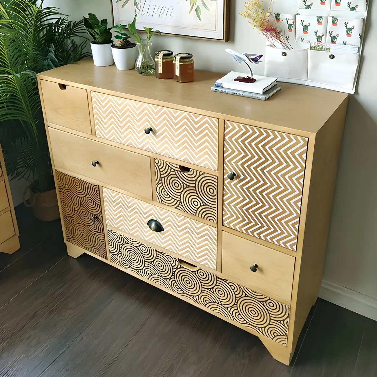 Glam Wooden Dresser Chest in Yellow for Elegant Storage Image - 5
