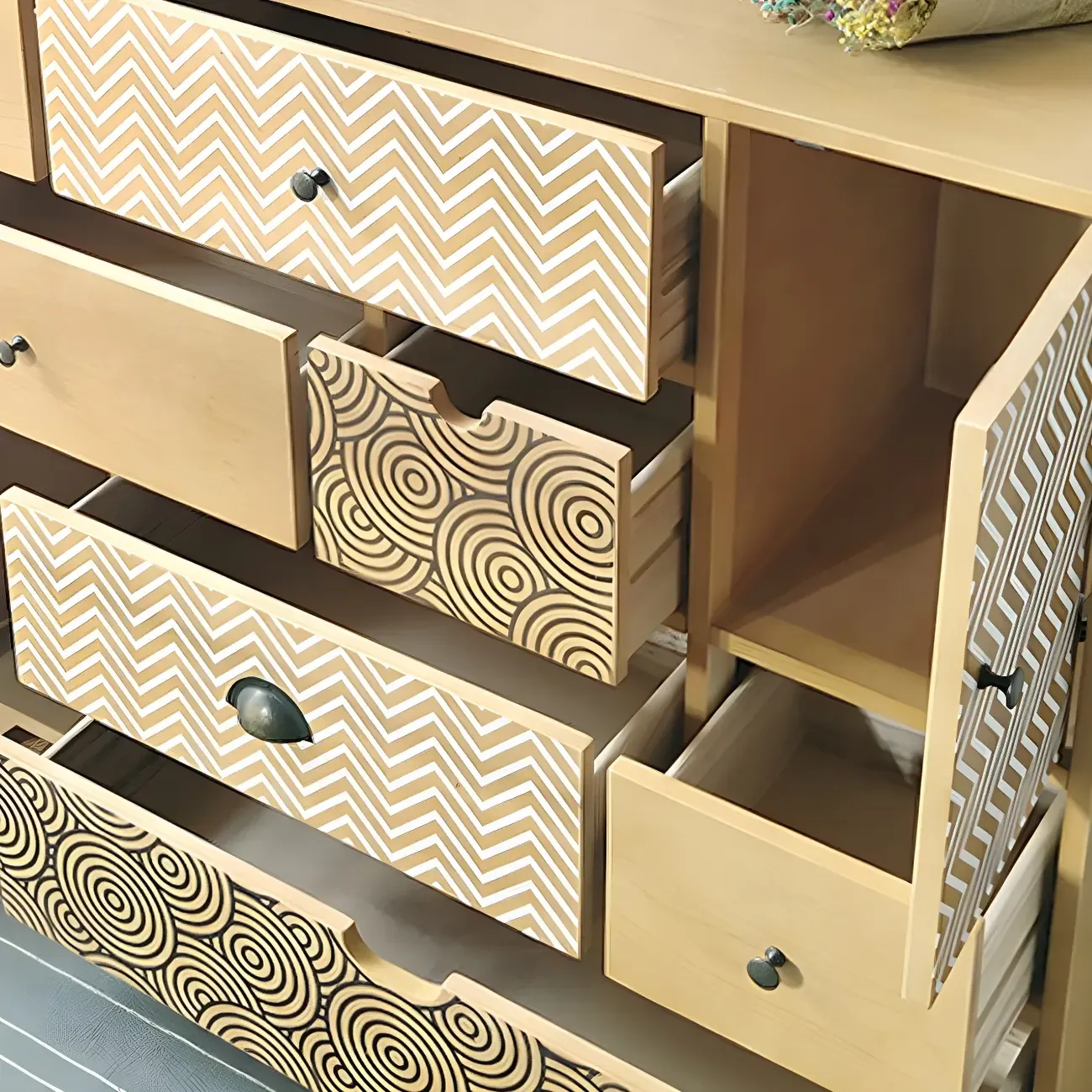 Glam Wooden Dresser Chest in Yellow for Elegant Storage Image - 9
