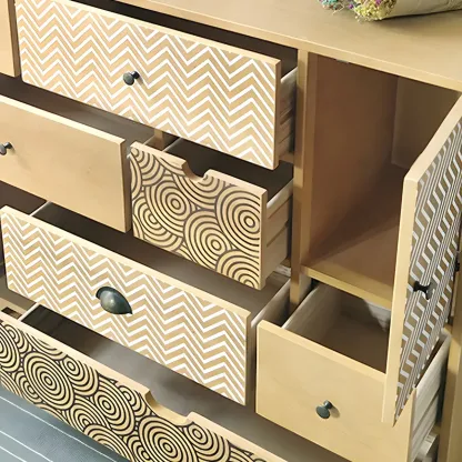 Glam Wooden Dresser Chest in Yellow for Elegant Storage Image - 9