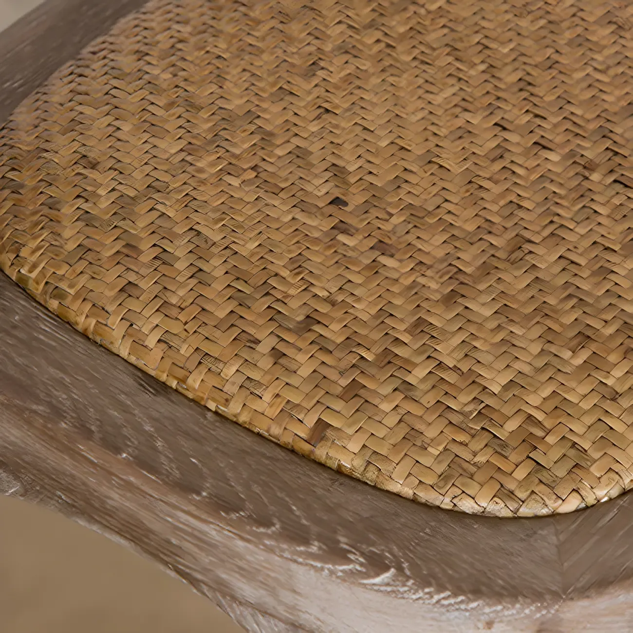 Rustic Solid Wood Wicker Cross Back Bar Stool in Brown/ Grey Image - 13