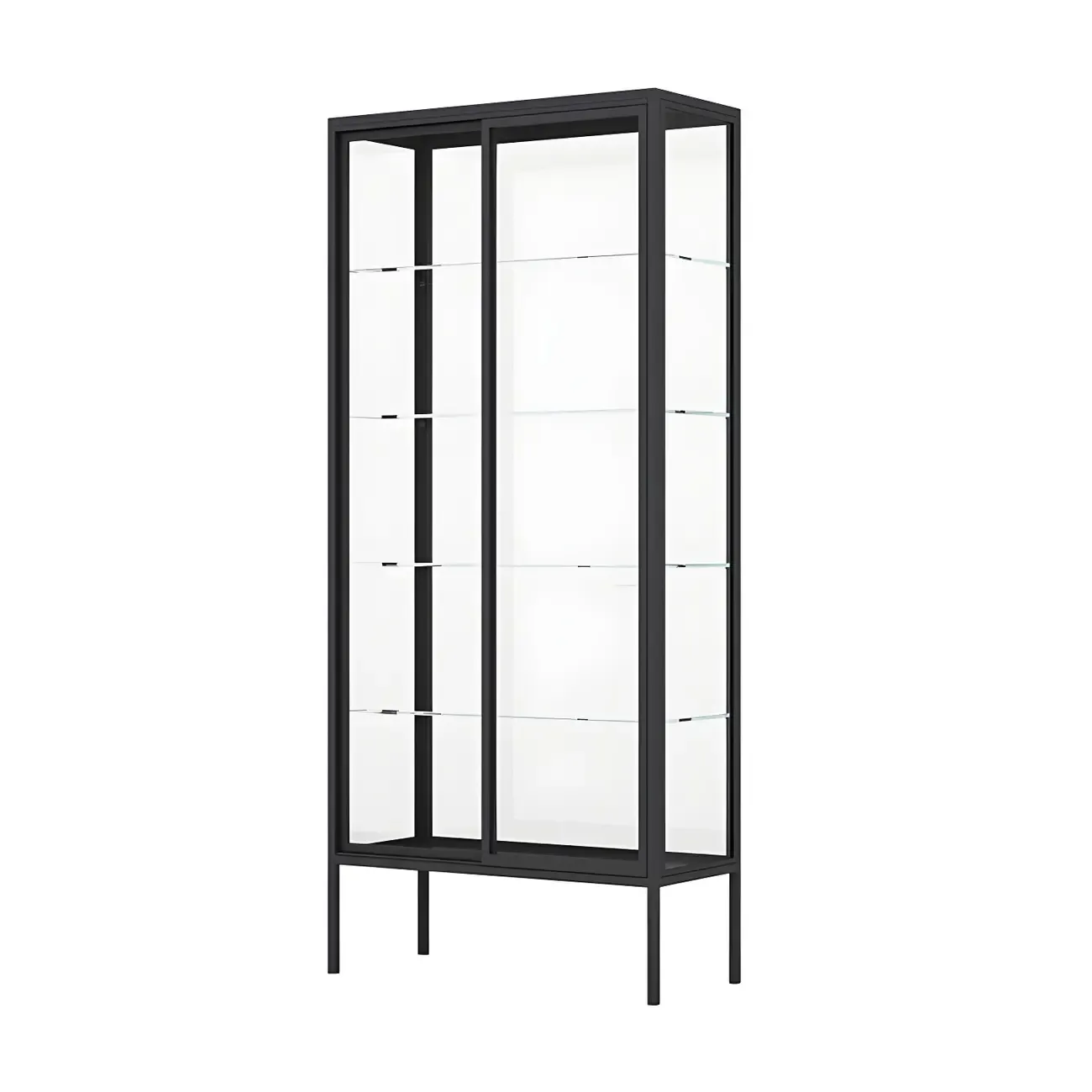 Industrial Metal Glass Display Cabinet with Sliding Doors Image - 5