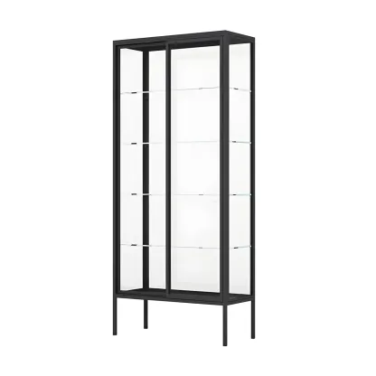 Industrial Metal Glass Display Cabinet with Sliding Doors Image - 5