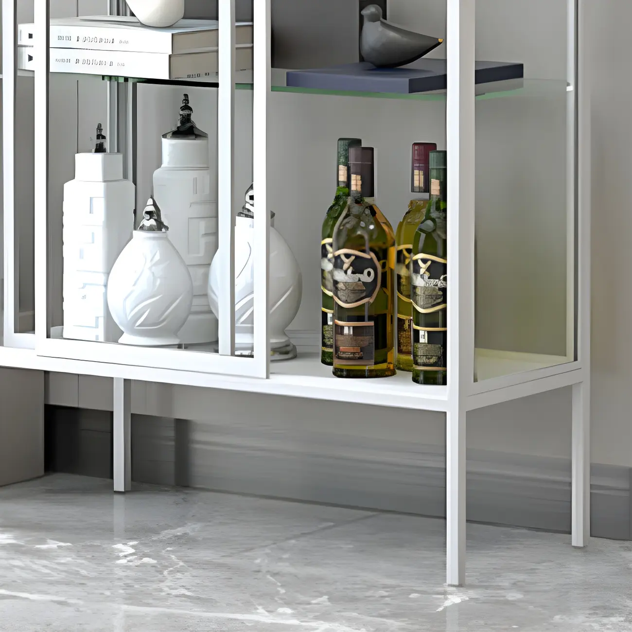 Industrial Metal Glass Display Cabinet with Sliding Doors Image - 6 | homeyfad