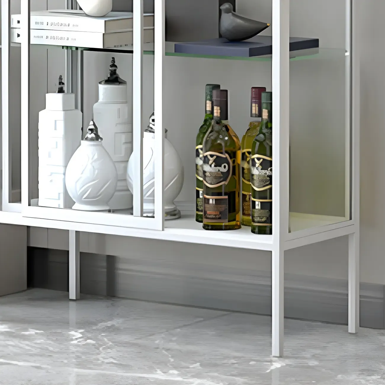 Industrial Metal Glass Display Cabinet with Sliding Doors Image - 6