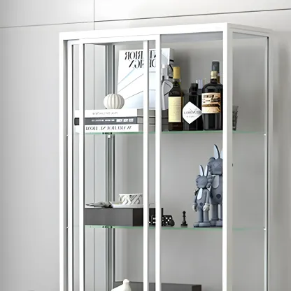 Industrial Metal Glass Display Cabinet with Sliding Doors Image - 7