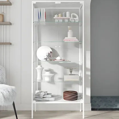 Industrial Metal Glass Display Cabinet with Sliding Doors Image - 13