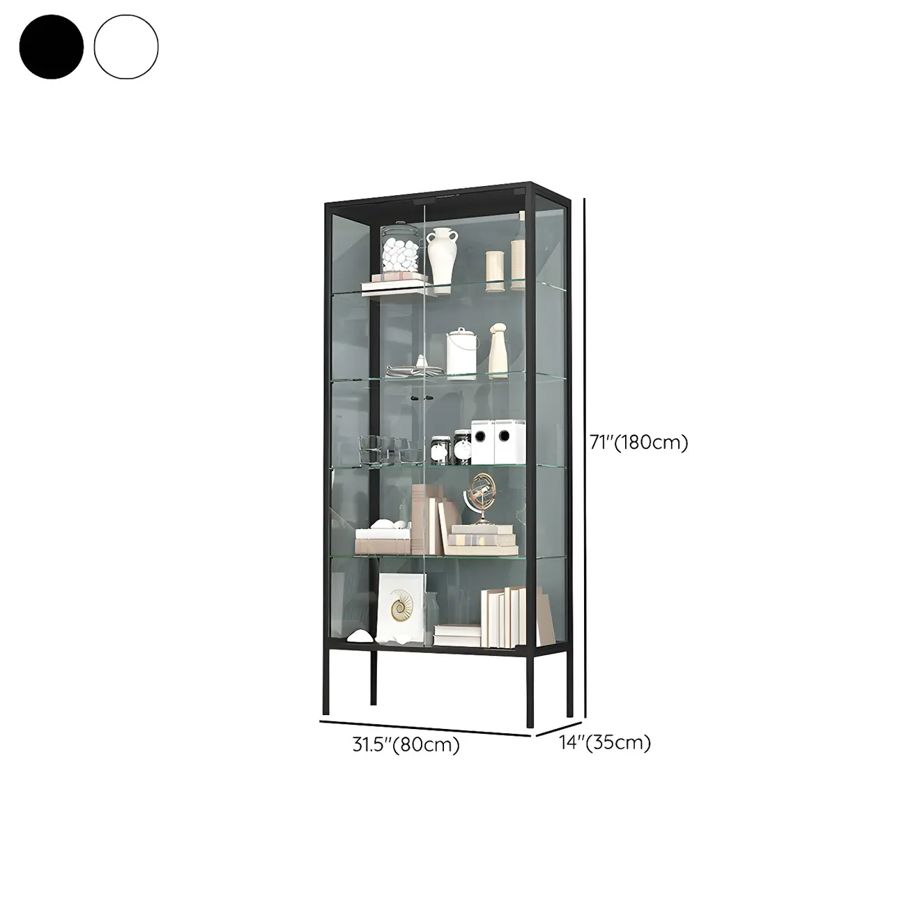 Industrial Metal Glass Display Cabinet with Sliding Doors #size | homeyfad