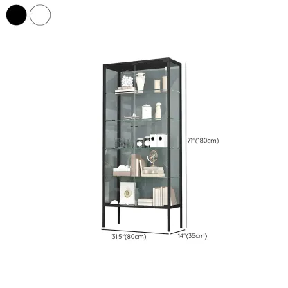 Industrial Metal Glass Display Cabinet with Sliding Doors #size