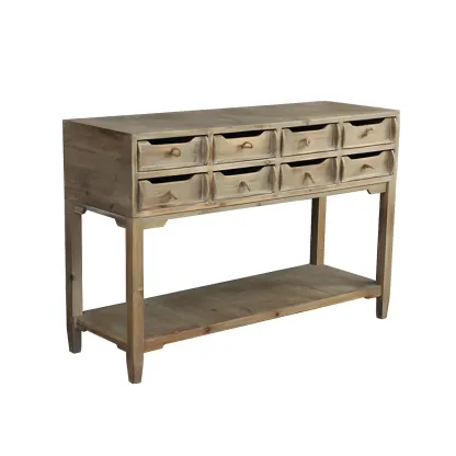 Vintage Natural Wood Double Dresser with Open Storage Image - 4