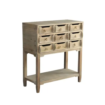 Vintage Natural Wood Double Dresser with Open Storage Image - 5
