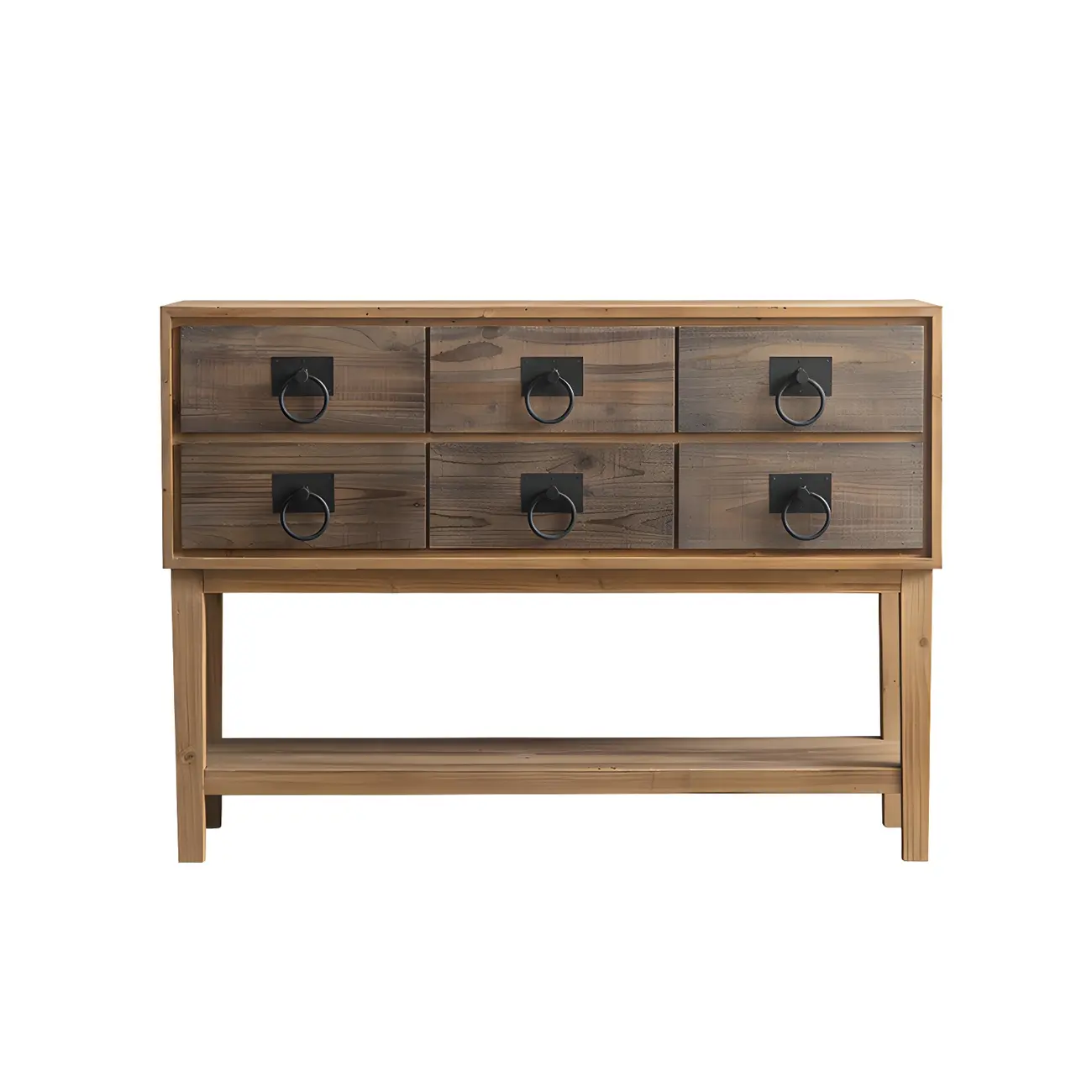 Vintage Natural Wood Double Dresser with Open Storage Image - 6 | homeyfad