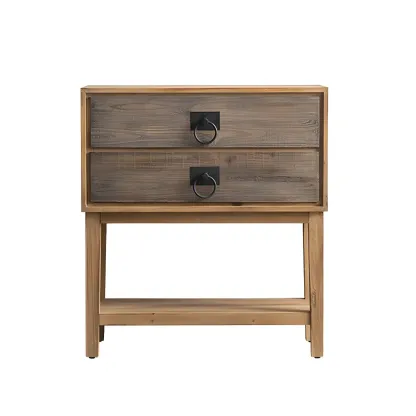 Vintage Natural Wood Double Dresser with Open Storage Image - 8