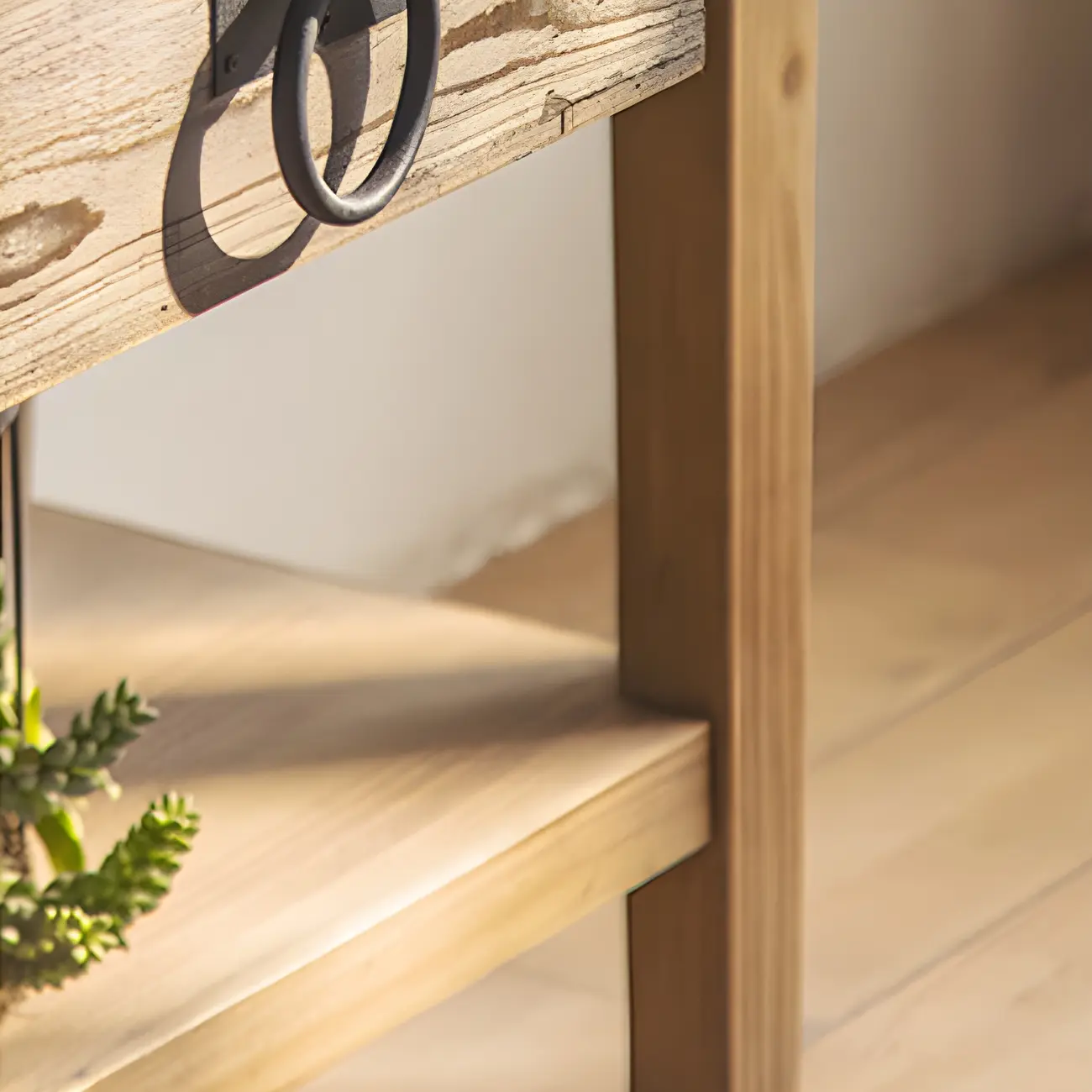 Vintage Natural Wood Double Dresser with Open Storage Image - 13 | homeyfad