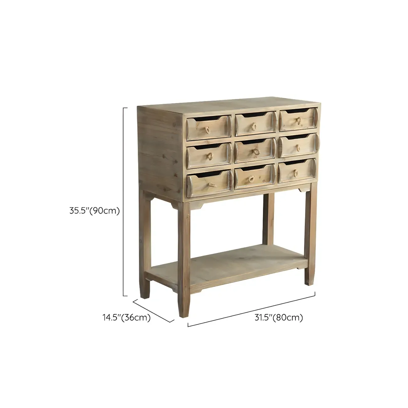 Vintage Natural Wood Double Dresser with Open Storage Image - 16