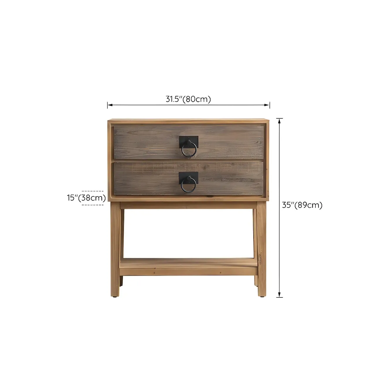 Vintage Natural Wood Double Dresser with Open Storage Image - 17