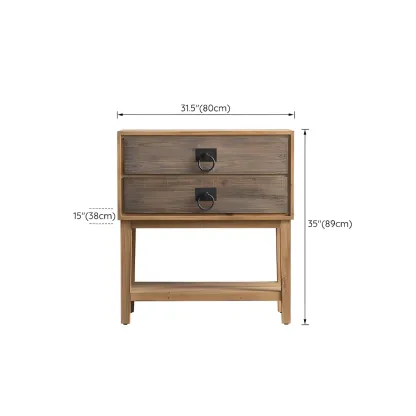 Vintage Natural Wood Double Dresser with Open Storage Image - 17