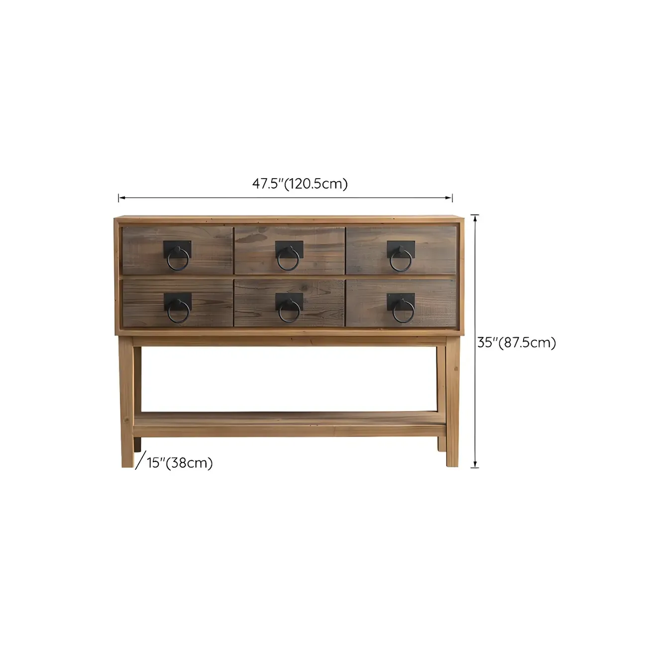 Vintage Natural Wood Double Dresser with Open Storage Image - 18