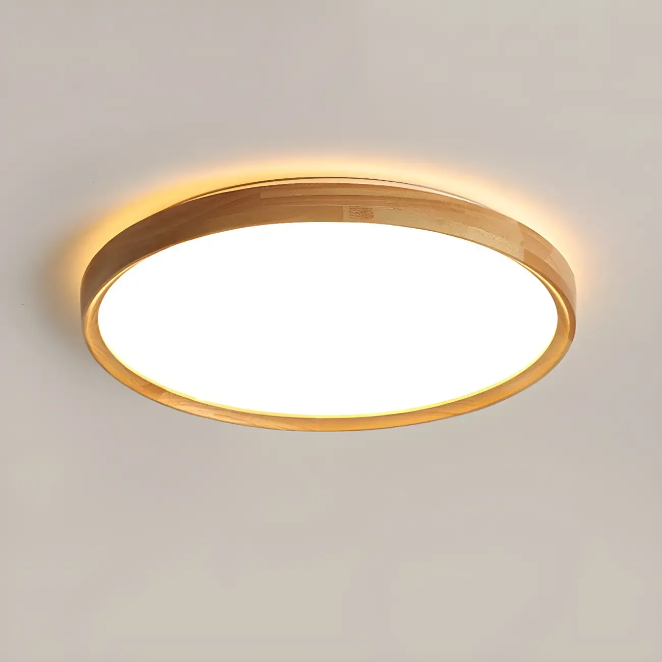 Nordic Round Wood Flush Mount LED Ceiling Light Dimmable  Image - 7