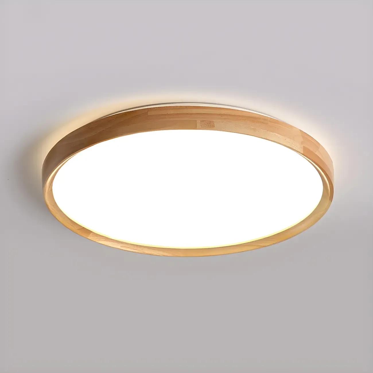 Nordic Round Wood Flush Mount LED Ceiling Light Dimmable  Image - 8