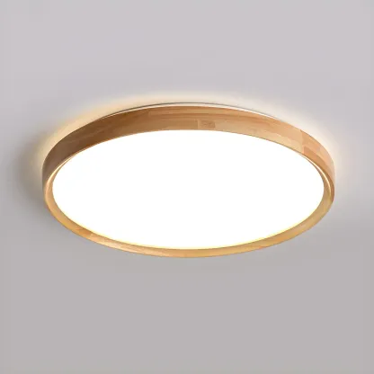 Nordic Round Wood Flush Mount LED Ceiling Light Dimmable  Image - 8
