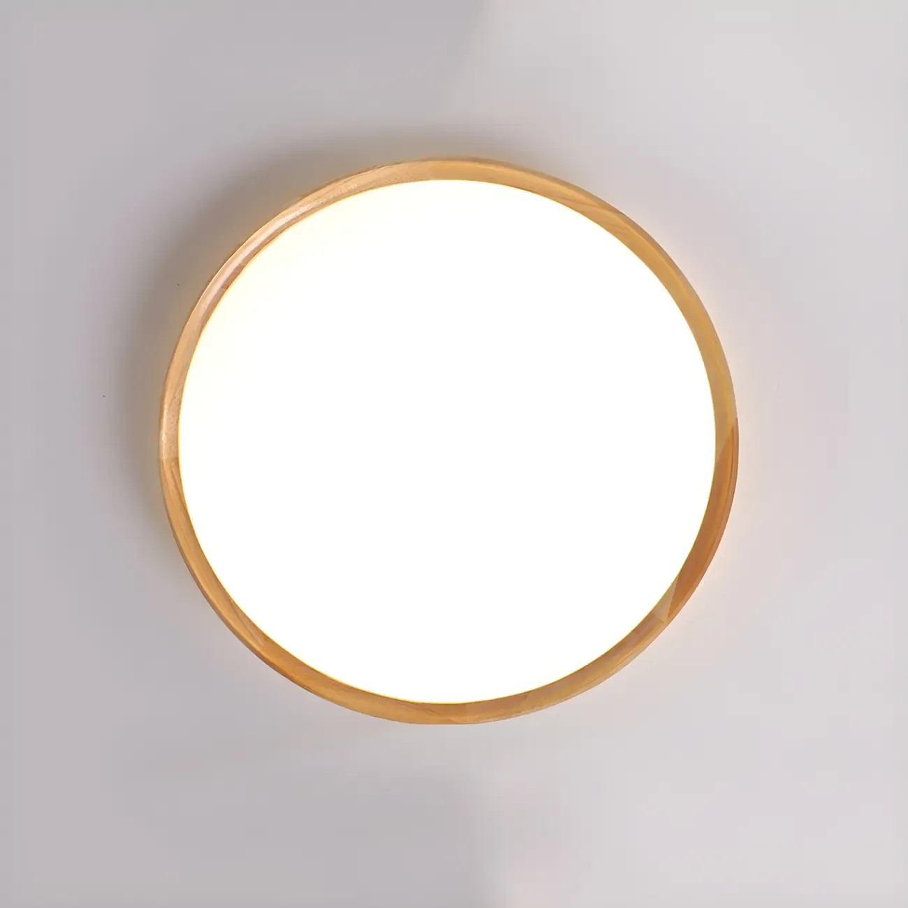 Nordic Round Wood Flush Mount LED Ceiling Light Dimmable  Image - 9