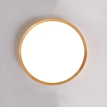 Nordic Round Wood Flush Mount LED Ceiling Light Dimmable  Image - 9