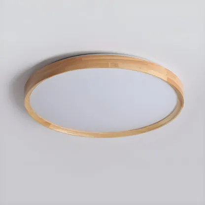 Nordic Round Wood Flush Mount LED Ceiling Light Dimmable  Image - 10