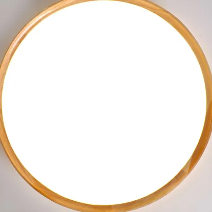 Nordic Round Wood Flush Mount LED Ceiling Light Dimmable  Image - 12