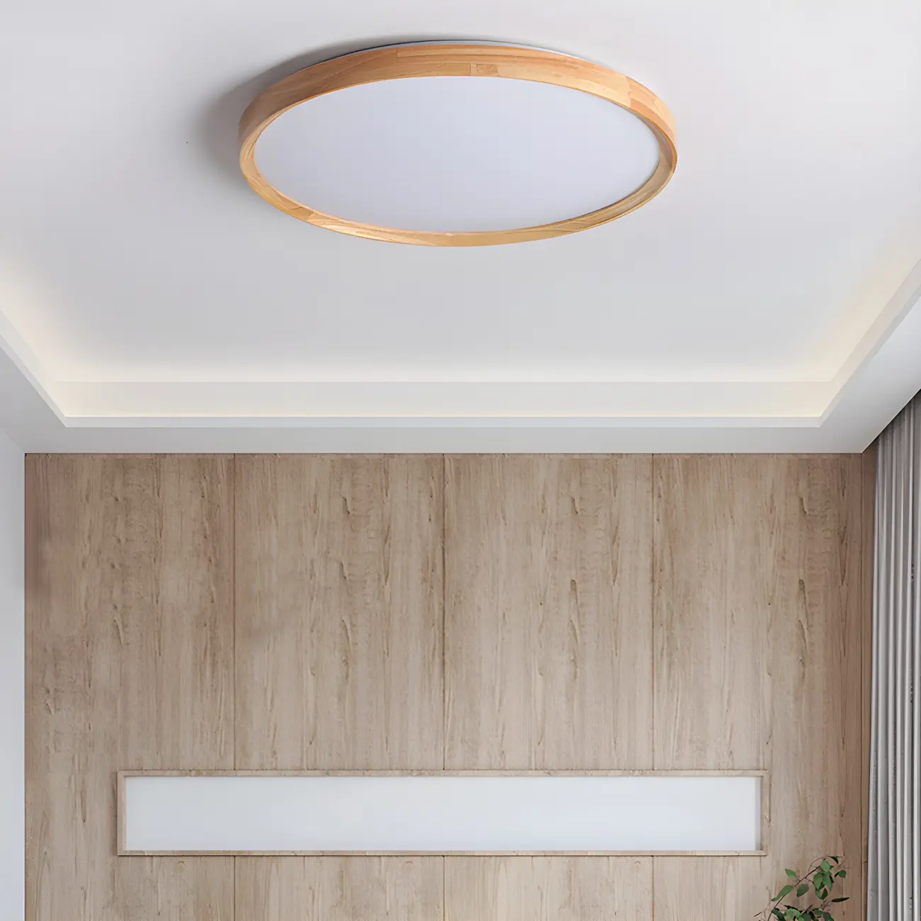 Nordic Round Wood Flush Mount LED Ceiling Light Dimmable  Image - 16 | homeyfad