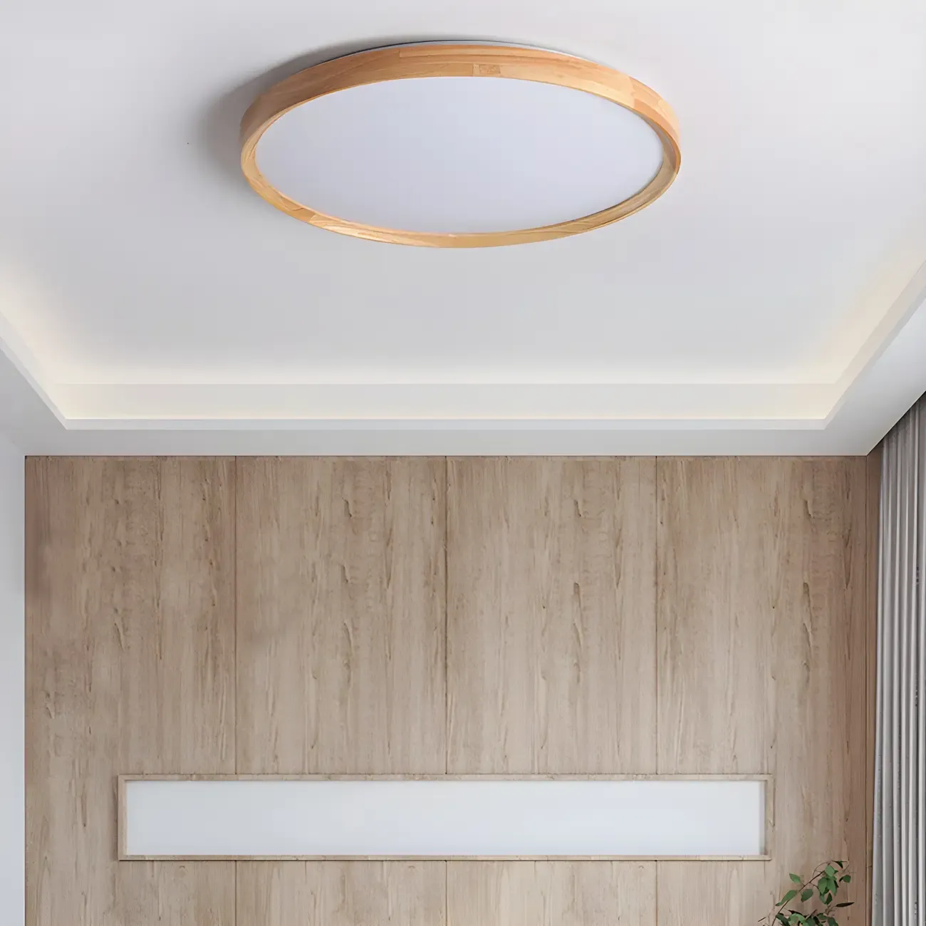 Nordic Round Wood Flush Mount LED Ceiling Light Dimmable  Image - 16