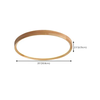 Nordic Round Wood Flush Mount LED Ceiling Light Dimmable  Image - 19