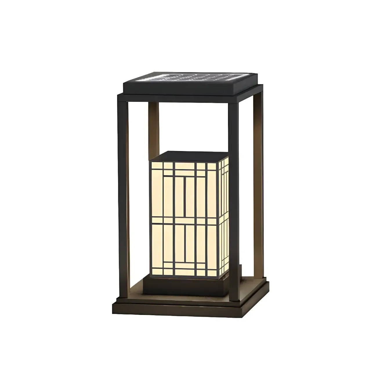 Oriental Retro Solar Rectangle Vertical Post Cap Light Image - 6