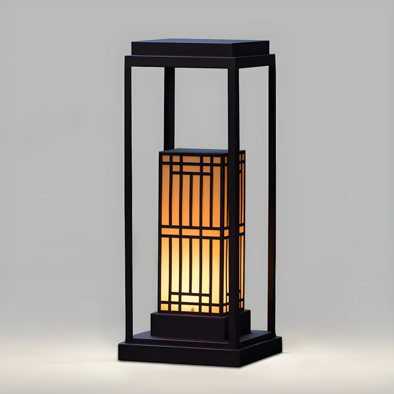 Oriental Retro Solar Rectangle Vertical Post Cap Light Image - 5